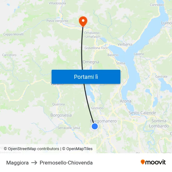 Maggiora to Premosello-Chiovenda map
