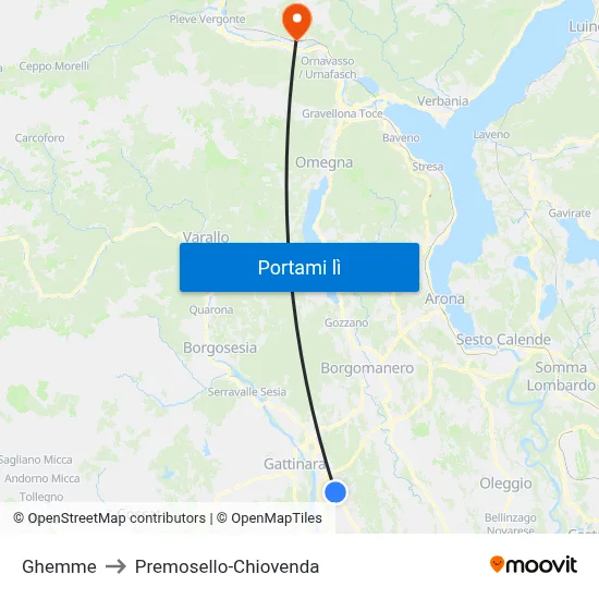 Ghemme to Premosello-Chiovenda map