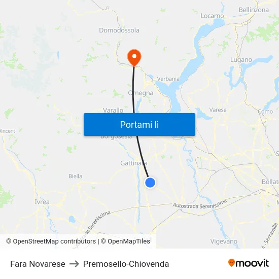 Fara Novarese to Premosello-Chiovenda map
