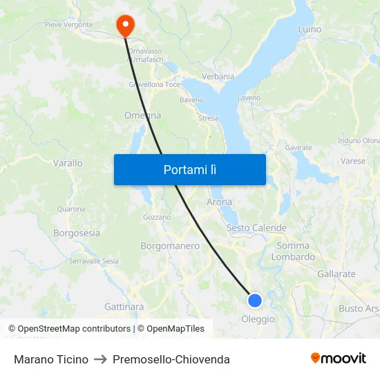 Marano Ticino to Premosello-Chiovenda map