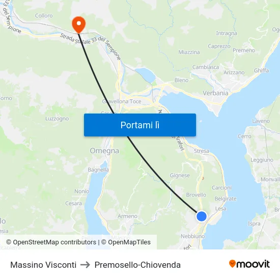 Massino Visconti to Premosello-Chiovenda map