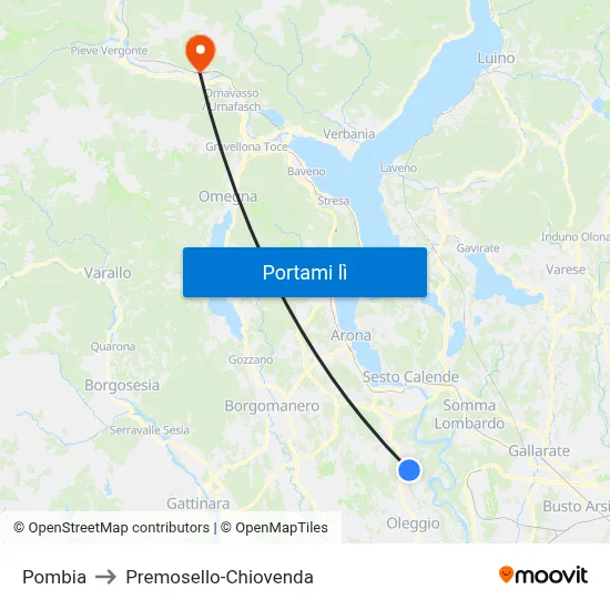 Pombia to Premosello-Chiovenda map