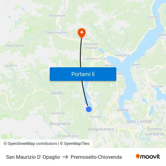 San Maurizio D' Opaglio to Premosello-Chiovenda map