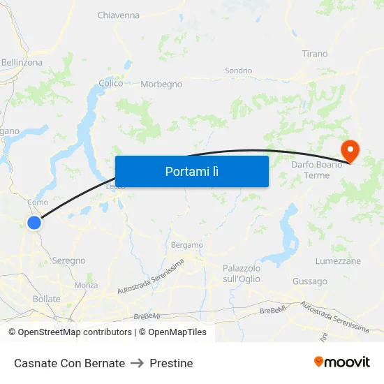 Casnate Con Bernate to Prestine map