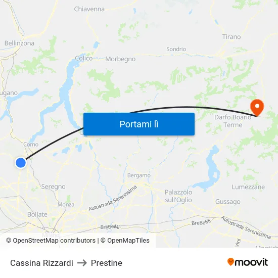 Cassina Rizzardi to Prestine map