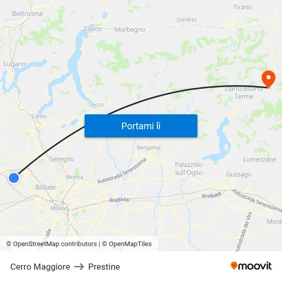 Cerro Maggiore to Prestine map