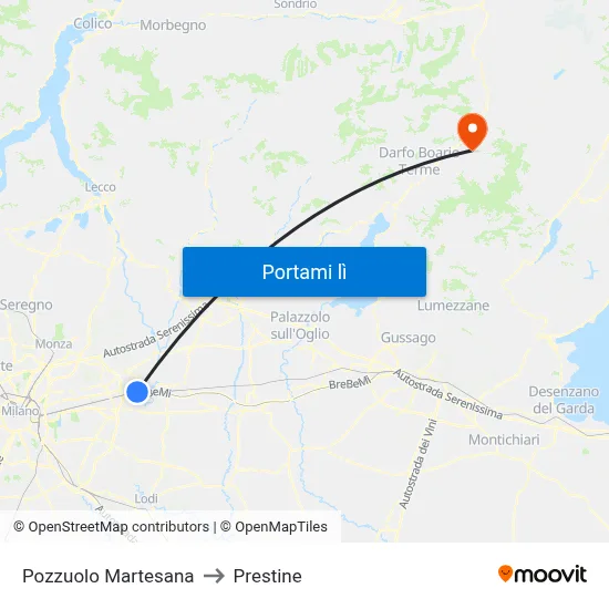 Pozzuolo Martesana to Prestine map