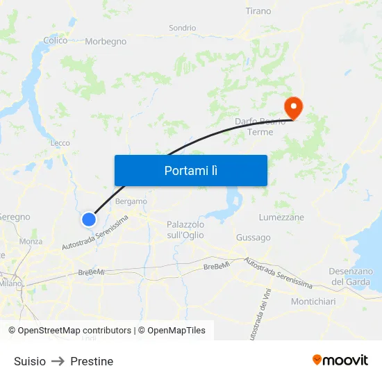 Suisio to Prestine map