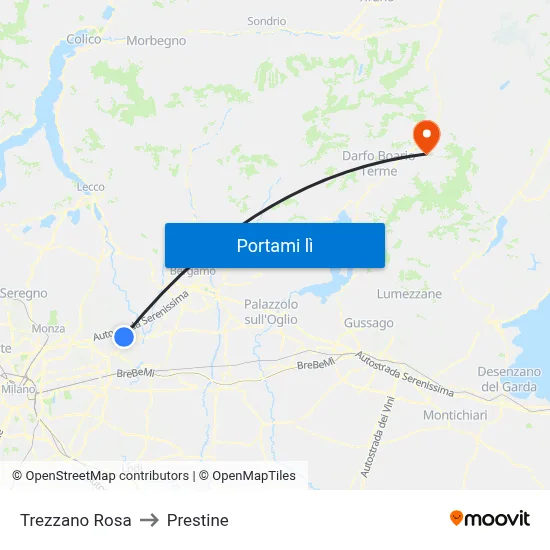 Trezzano Rosa to Prestine map