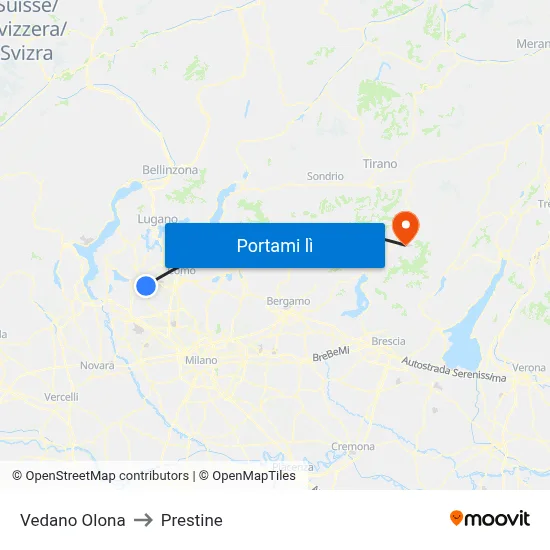 Vedano Olona to Prestine map