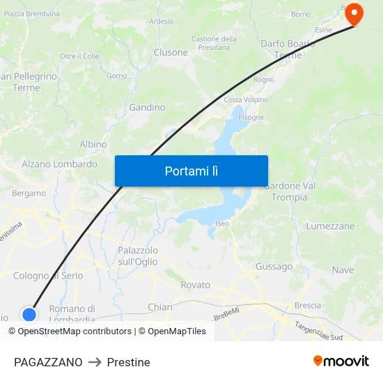 PAGAZZANO to Prestine map