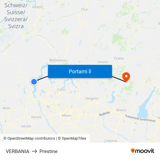 VERBANIA to Prestine map