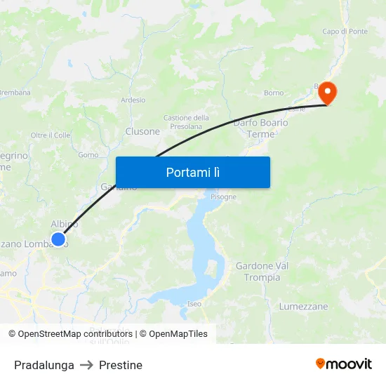 Pradalunga to Prestine map