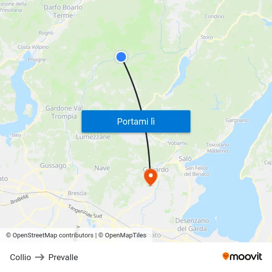 Collio to Prevalle map
