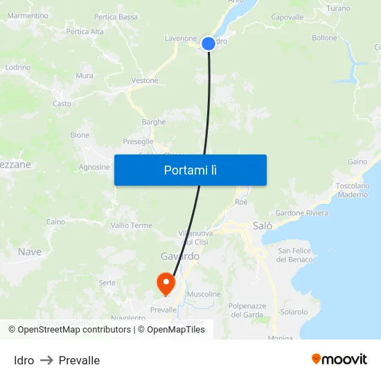 Idro to Prevalle map