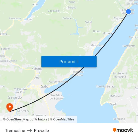Tremosine to Prevalle map
