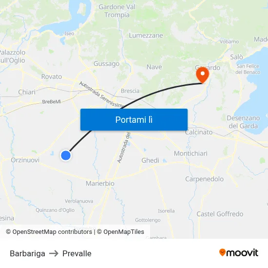 Barbariga to Prevalle map
