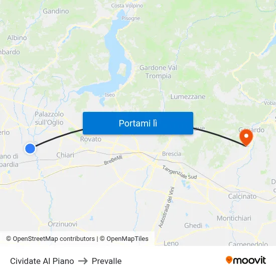 Cividate Al Piano to Prevalle map