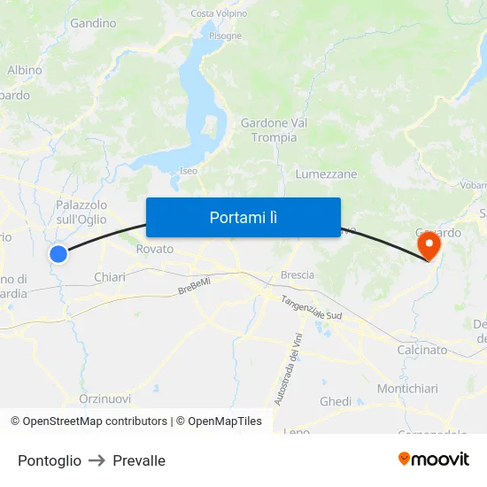 Pontoglio to Prevalle map