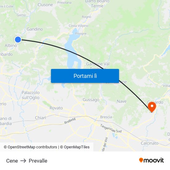 Cene to Prevalle map