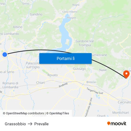 Grassobbio to Prevalle map