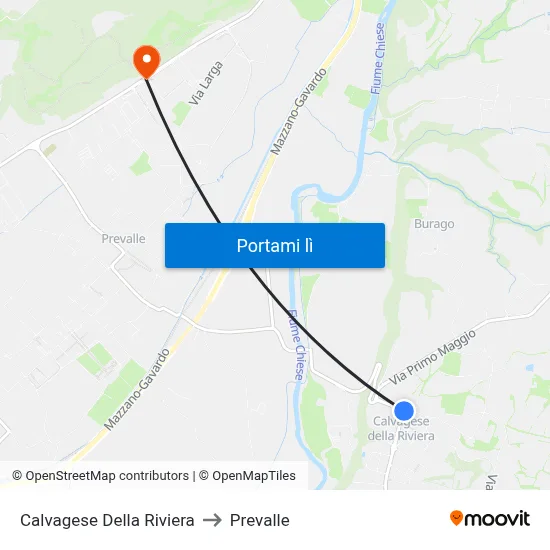 Calvagese Della Riviera to Prevalle map