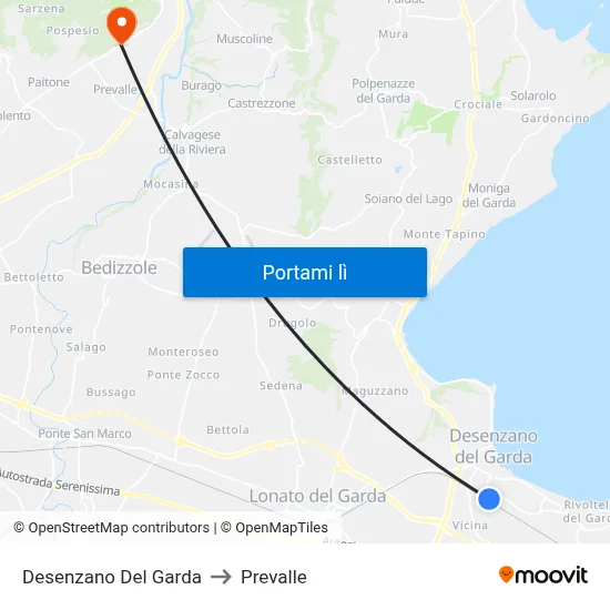 Desenzano Del Garda to Prevalle map