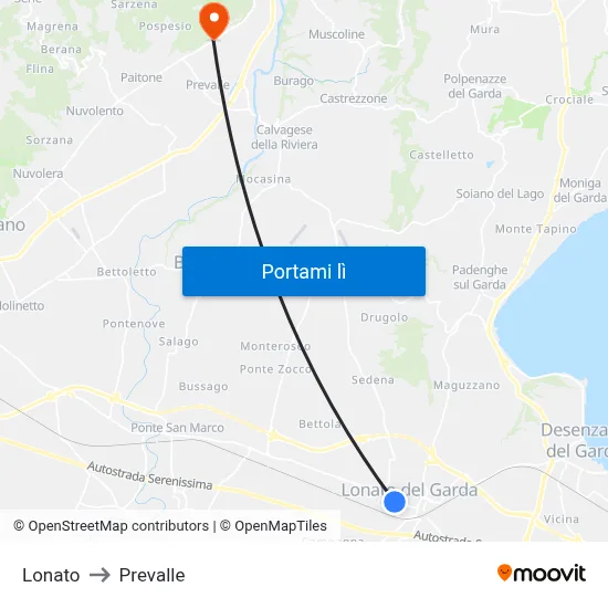 Lonato to Prevalle map