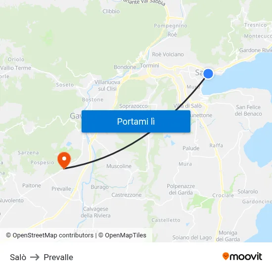 Salò to Prevalle map