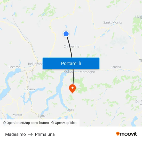 Madesimo to Primaluna map