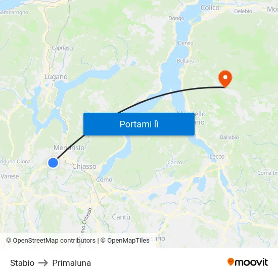 Stabio to Primaluna map
