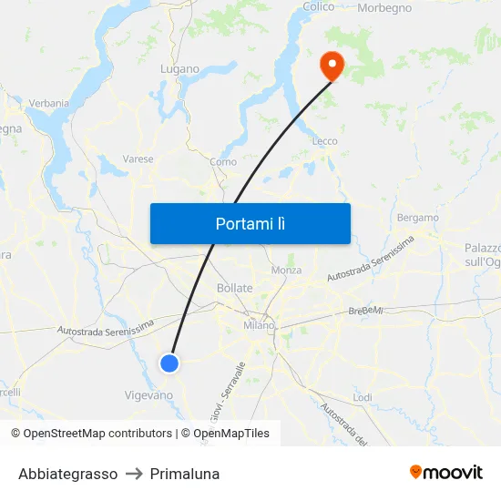 Abbiategrasso to Primaluna map