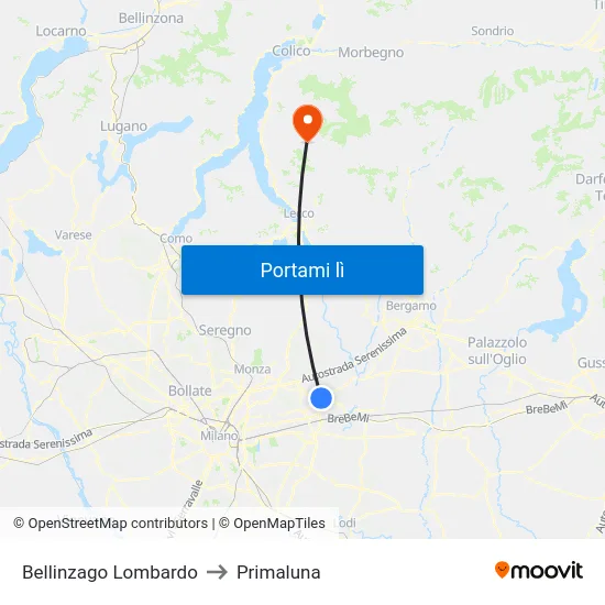 Bellinzago Lombardo to Primaluna map