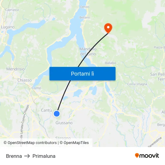 Brenna to Primaluna map