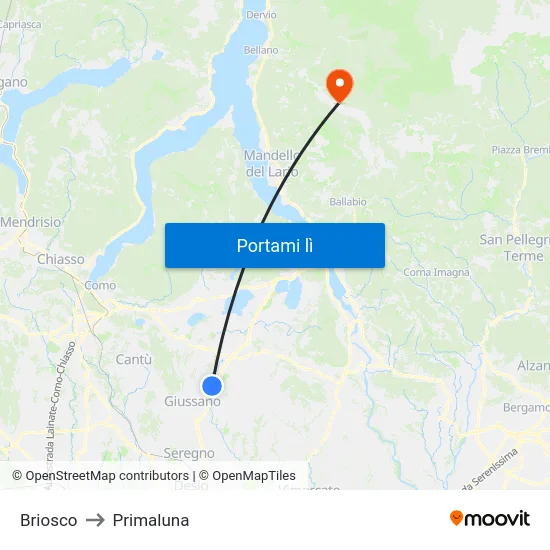 Briosco to Primaluna map