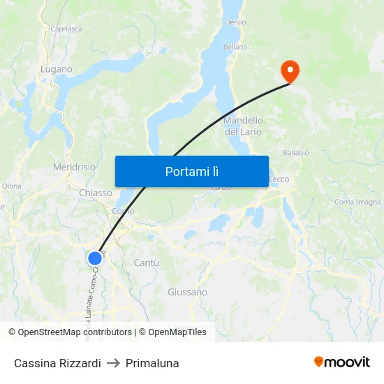 Cassina Rizzardi to Primaluna map