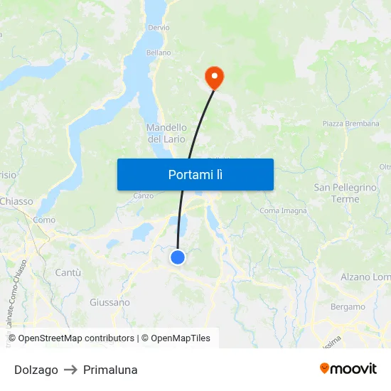 Dolzago to Primaluna map