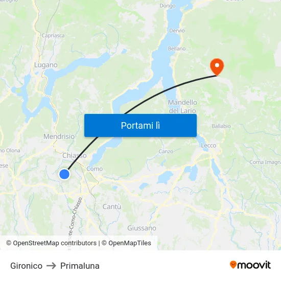 Gironico to Primaluna map