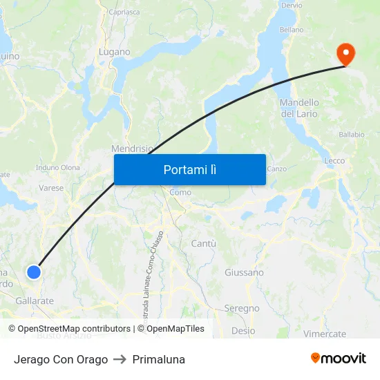 Jerago Con Orago to Primaluna map