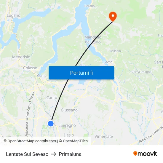 Lentate Sul Seveso to Primaluna map