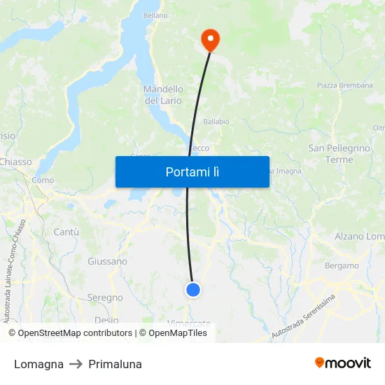 Lomagna to Primaluna map