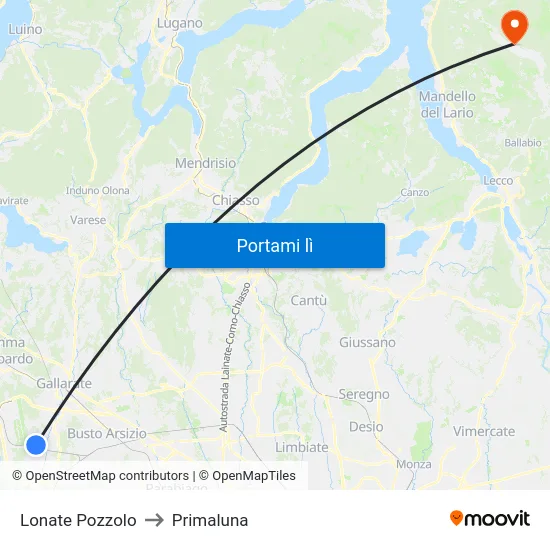 Lonate Pozzolo to Primaluna map