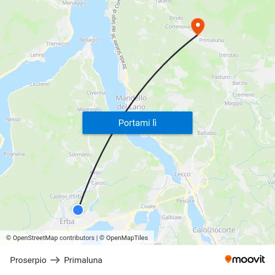 Proserpio to Primaluna map