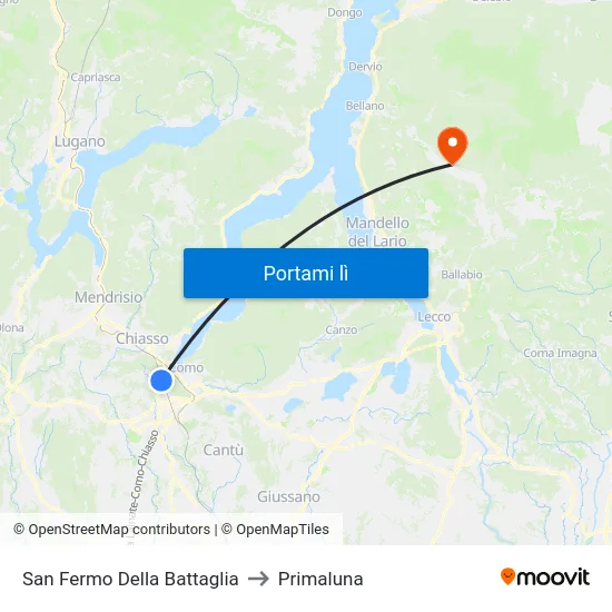 San Fermo Della Battaglia to Primaluna map