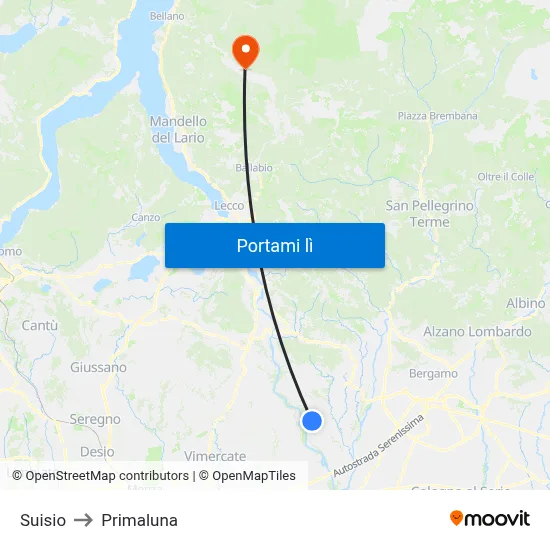 Suisio to Primaluna map