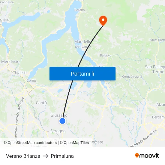 Verano Brianza to Primaluna map