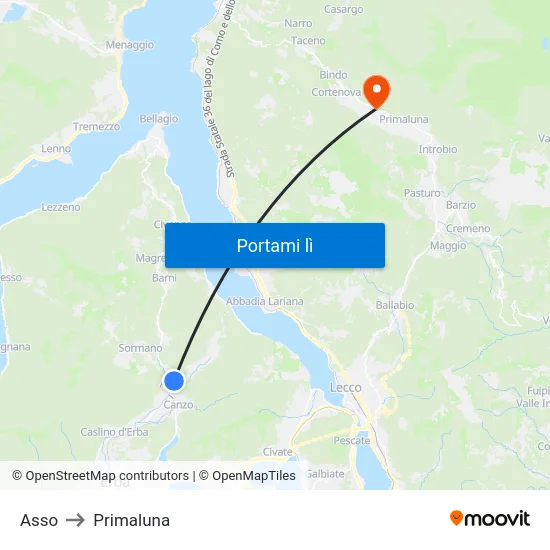 Asso to Primaluna map