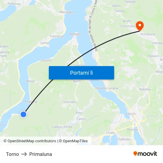 Torno to Primaluna map