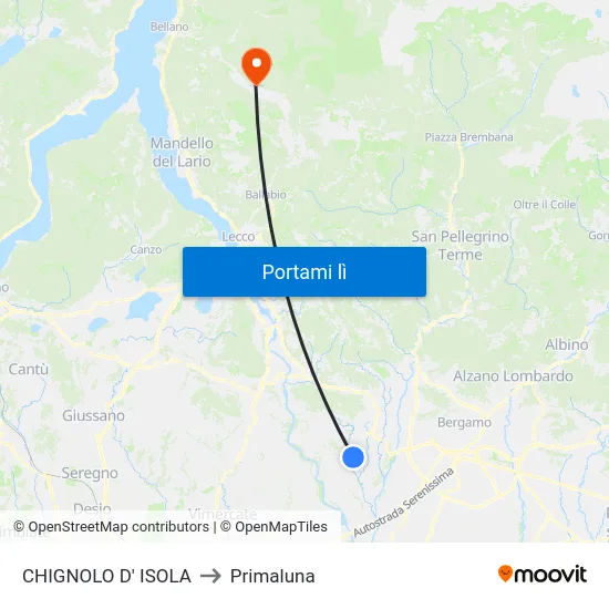 CHIGNOLO D' ISOLA to Primaluna map