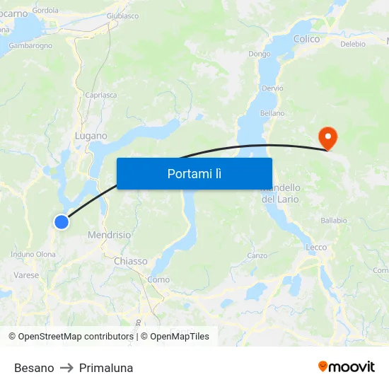 Besano to Primaluna map